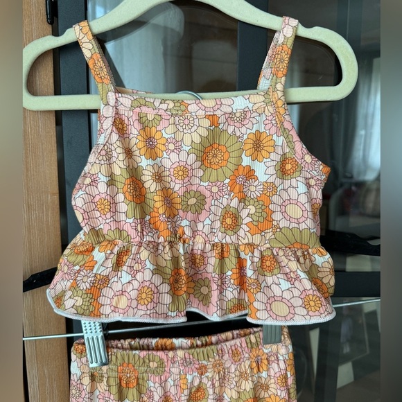 Groovy flower set 2 piece flare leggings pants crop top baby toddler girl floral - Picture 3 of 8